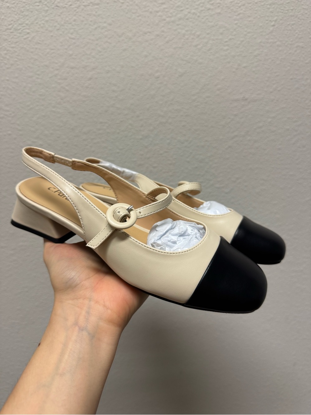 C. Paravano. Two-Tone Slingback Pumps - Black & Cream
